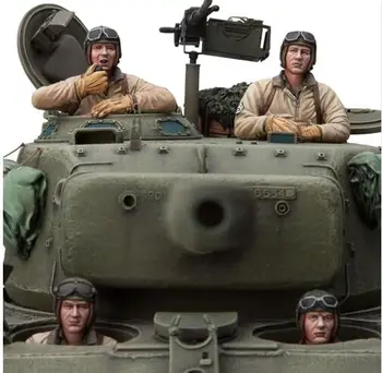 Novo Nesestavljeni 1/16 ZDA Tank Posadke, ki VKLJUČUJE 4 starih Smole za Vgradnjo DIY Igrače Unpainted smolo model