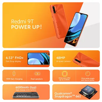 Globalna Različica Xiaomi Redmi 9T 64GB 4GB 4GB 128GB pametni Snapdragon 662 48MP Kamera Zadaj 6000mAh Ne NFC