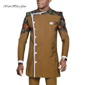 2020 Nove Afriške Moških Dashiki Obleke z Dolgimi Rokavi bo Ustrezala Ankara Hlače Plus Velikost 2 Kosov Set Afriške Moških Oblačil WYN1065