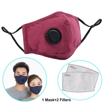 PM2.5 Stroj Bombaž Masko Za Ženske Moški Modni Dih Ventil Usta Maske Proti Onesnaževanju Zraka Filter Aktivno Oglje