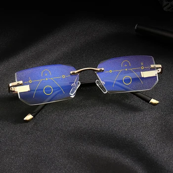 SOOLALA Rimless Progresivna Multifokalna Očala za Branje Očala Proti Modra Svetloba Očala Diamantno Rezanje Presbyopic Očala 18593