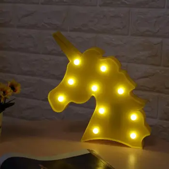 Unicornio Led Nočne Luči Samorog Stranka 3D LED namizne Svetilke Novost Živali Nadstrešek Znak, Črka, ki Lučka Luminaria Baby Otroci
