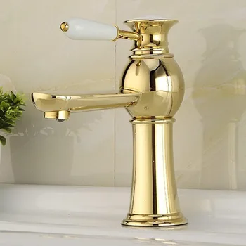 Zlati kopalnica bazena korito mešalnik tapnite z trdni brass bazena pipa za vročo in hladno zlato kopalnica bazena pipa
