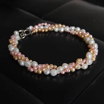 Vroče prodajajo Naravno bela, roza, rumena sladkovodnih biserov clavicle ogrlica modni nakit 187795