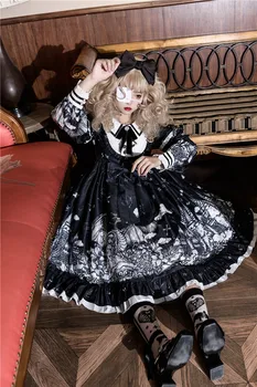Dekleta Gothic Lolita Obleko Ženski Princesa Vestidos Teen Dekleta Pozimi Lolita Vestido Stranka, Kostumi, Igra Vlog, Oblačila za Ženske