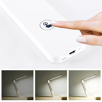 Zložljivi LED namizne Svetilke Zatemniti USB Polnilne Desk Branje Light Touch Kontrole Budilka Lučka 18979