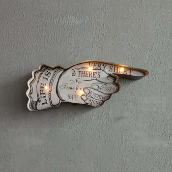 Retro železa prst LED luči puščico znak bar, kavarna notranje zadeve ozadju stenske dekoracije