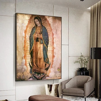 Devica Marija Umetnosti Oljna slika, Mehika Guadalupe Platno Slikarstvo Plakate in grafike Doma Dnevna Soba Dekoracijo 190593