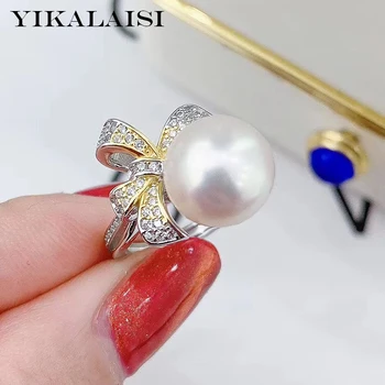 YIKALAISI 925 Sterling Srebrni Nakit Oblate Pearl Obroči 2020 Fine Naravni Biser nakit 11-12 mm Obroči Za Ženske na debelo