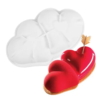 Dvojno Srce Mousse Torta Silikonsko Plesni DIY Silikonski Pekač Pan Valentinovo Plesni Kruh Kuhinja Posoda za Peko 26.5 * za 15,5 cm