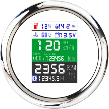 85mm 6 v 1 Multi-funkcijski Digitalni Merilnik GPS merilnik Hitrosti Tachometr 9-32V Nivo Goriva Vodo Temp Tlak Olja 0~10Bar Alarm