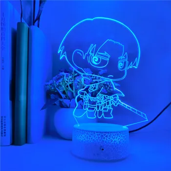 Pametni Telefon Nadzor Anime 3D Noč Lučka Q. ver Napad na Titan Er Jaeger LED Nočna Lučka za Otrok Darilo za Rojstni dan Stranke Dekoracijo