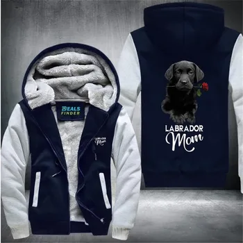 Črnega Labradorca Mama Mens Pozimi Hoodies Moški Harajuku Visoke Kakovosti Priložnostne Sweatshirts Zip Toplo Šport Zgostitev Toplo Outwear