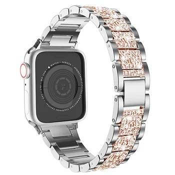 Iz nerjavečega Jekla, Trak Za Apple Watch Band 38 mm 42mm 44 mm 40 mm Diamantni Prstan Kovinski Ms Zapestnica Za Iwatch Serije 6 SE 5 4 3 2 1 20640