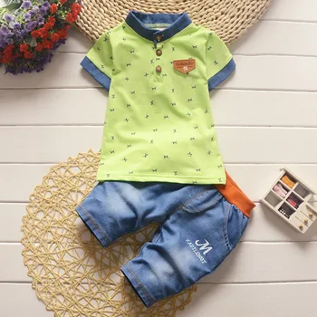 BibiCola otroška oblačila baby fantje poletni kompleti oblačil 2017 novo leglo fant priložnostne kratki rokavi T-shirt traper hlače obleko 20991