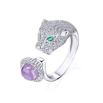 Novi Kristalni Iz Swarovskis Modni nakit Prstan Naravne crystal leopard glavo prstan Srebro 925 Luksuzni prilagojene nakit 21685