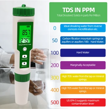 5 V 1 Digitalni PH TDS ORP Meter ES Temperatura Tester Prevodnost Vode Filter Čistosti Pero Z Ozadja 50%popusta 2213