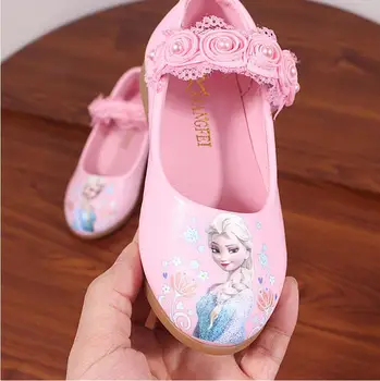 Disney Novih Otroci Elsa Priložnostne Čevlji dekleta Zamrznjene Princesa mehko risanka čevlji otroški cartoon pearl usnjeni čevlji 22805