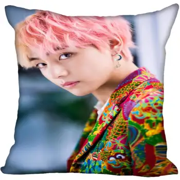 Po meri Kpop Kim Tae hyung Natisnjeni Kvadratnih svile Pillowcases 40x40 45x45 50 x 50 60x60 dveh Straneh Saten Prevleke po Meri Logo 23192