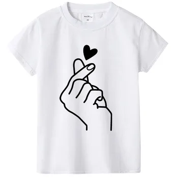 7 Barv Otroci Poletje Kratek Rokav Dekleta Fantje T Shirt Harajuku Srce Ročno Tiskanje otroška T-shirt Priložnostne Smešno Otroška Oblačila