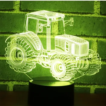 3D LED Nočna Lučka Dinamično Traktor Prišel Avtomobil s 7 Barv Svetlobe za Dom Dekoracija Žarnice Neverjetno Vizualizacija Optični 23385