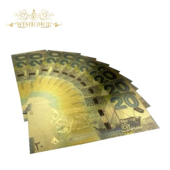 10pcs/veliko Barve Kuvajt Bankovec za 20 Dinarske Bankovce V 24K Gold Spominek Bankovcev Za Zbiranje 24020