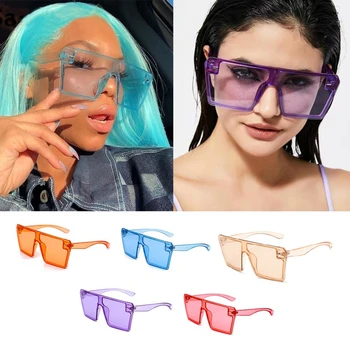 Debelo Enem Kosu Jasen Okvir Candy Barve Sončna Očala Za Ženske Edinstven Modni Oranžna Modra Sončna Očala Ženski Odtenkov V Razsutem Stanju