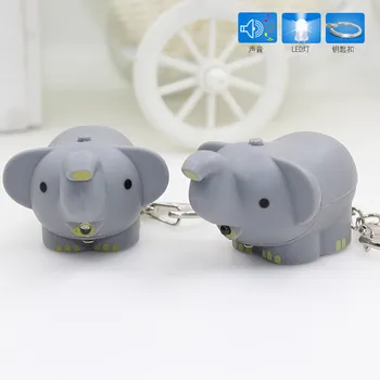 LED Slon Keychain s Svetilko & Sound Živali oblika Ključa Imetnika Trinket Zvenel Igrača obesek za ključe obesek Otrok darila na Debelo 2488