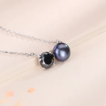 Jellystory trendy 925 sterling srebro fine nakit ogrlica z obsidian black pearl obesek za ženske poroka banket stranka 2546