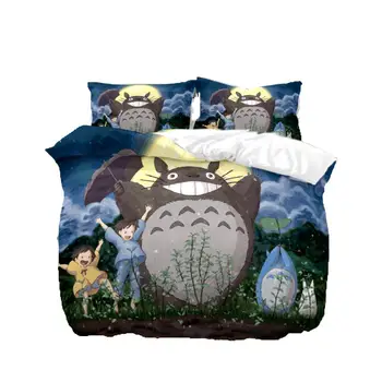 Sosed Totoro Rjuhe Kritje 3D Catoon Set Posteljnine Komplet Luksuzni Posteljnina Nabor Twin Kraljica King Size Postelja Nastavite Posteljno Perilo Dropshipping 26565