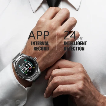 Pametno Gledati moške Kovinski Trak pasu, Bluetooth Smartwatch Podporo klicev Informacije Srčnega utripa, krvnega tlaka, Fitnes tracker 26849