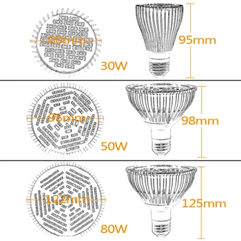 30W/50 W/80W Led Grow Light Celoten Spekter UV+IR E27 Rastejo Luč Za Cvetenja Cvetočih Rastlin Hydroponics Sistem LED Lučka AC85~265V