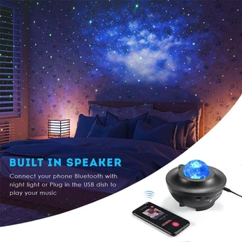 LED Galaxy Night Light Star Projektor Spalnica Dekor Predvajalnik Glasbe Bluetooth USB Glasovni Nadzor LED Nočna Lučka Za Otroke 2964