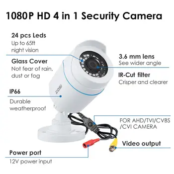 ZOSI HD 1080P 2MP AHD Analognih CCTV Varnostne Kamere z Neprepustna za Zunanji Video Nadzor IR Nočno Vizijo Ulica