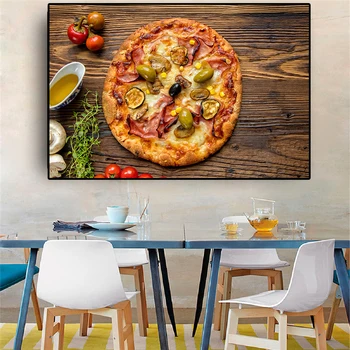 Pizza Kuhanje Zelenjave Supplie Kuhinja Platno Slikarstvo Cuadros Plakatov in Fotografij Restavracija Wall Art Hrane, Slike dnevne Sobe 3088