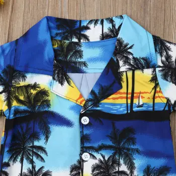Malčka Fant Obleke 2PCS Malčke Boys Hawaiian Tabor Majica, kratke Hlače, Hlače, Obleke Sklop Priložnostne Oblačila za Plažo 3134