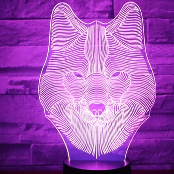 Moderne 3D LED Nočna Lučka Živali Volk Design Pisane Noč Svetloba namizne Svetilke Volk Model Iluzijo Svetlobe Noč Svetlobe Spalnica Dekor 31372