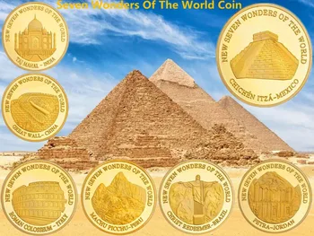 Brezplačna dostava 7pcs/veliko sedmih čudes sveta kovanec