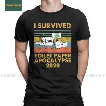 Sem Preživel Toaletni Papir Apocolypse 2020 moška T Majica Panike TP Roll Krize Sarkastičen Preživeli Tees Kratek Rokav T-Majice Bombaž