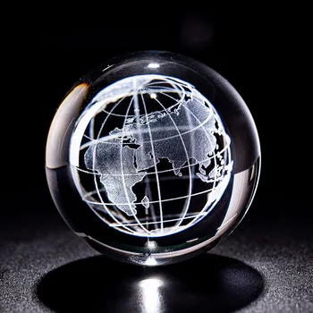 6 cm 3D Zemlji Mini Lasersko Vgravirana Kristalno Kroglo Stekla Svetu Področju Kristalno Obrti Okras Doma Dekorativni Žogo Darilo 31836