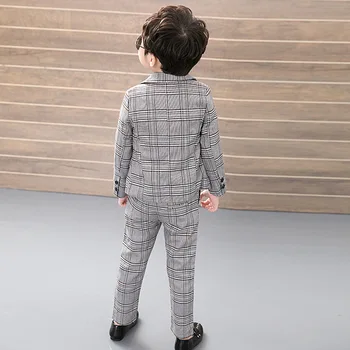 3pcs(Suknjič+Telovnik+Hlače) Novo 2020 Otroci Kariran Šolo Oblačila za Fantka, Anglija Slog Fant Formalno Poroko Jopič bo Ustrezala Uspešnosti Obleko