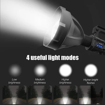 Močna LED Svetilka Prenosni XHP70.2 Baklo USB Polnilne Iskalnim Nepremočljiva Pozornosti z Bazo Ribolov Luči Luč 3209