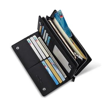 WILLIAMPOLO je novega RFID denarnica moška dolgo usnje kartico vrečko poslovni moški zadrgo denarnice sklopka vrečko vozniško dovoljenje vrečko bančne kartice 32230