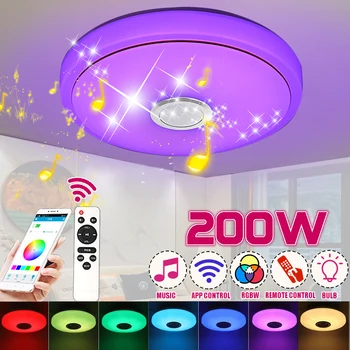 NOVO 200W LED RGB Inteligentni Glasbe Stropne Luči Lučka APP/ Daljinski upravljalnik 220V Sodobne bluetooth Zatemniti Pisane Luči 32744