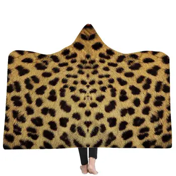150*200 cm Živali Tiger Vzorec Hooded Odejo Leopard Girffe 3D Mehko Natisnjeni Plašč, Ogrinjalo 33558
