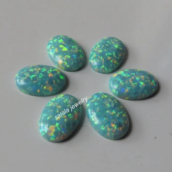 100 kozarcev/veliko 10x14mm Ovalne Chrysoprase Opal Kamen Svoboden Sintetičnih Ovalne Ogenj Opal za Nakit Ovalne Ravno Dno Opal