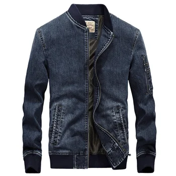 Denim bomber jakna moški dolg rokav pozimi jesenski modni jeans plašč TA813 3403