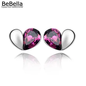 BeBella 5colors ženske kristalno srce uhani stud narejen s Swarovski Elementi 3444