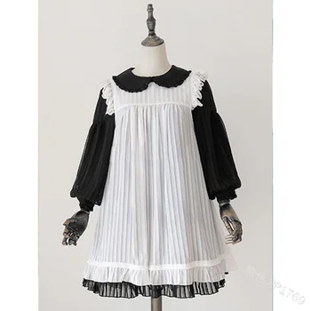 Japonski lolita obleko peter pan ovratnik kawaii obleko gothic lolita op svetilka rokav viktorijanski obleko sladko vestido lolita loli 34672