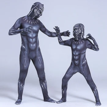 Otroci Black Panther Kostum Fant Odraslih Moških Black Panther Otrok, Cosplay Kostum Jumpsuit Bodysuit Halloween Kostumi Za Otroke 35330